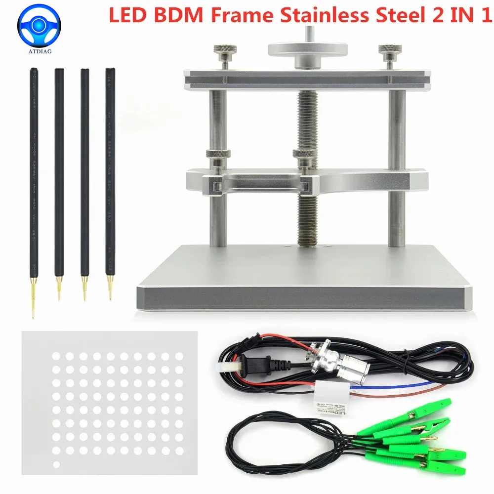 2022 Metal LED BDM FRAME Full Set Stainless Steel with 22pcs BDM Adapters Fit For Fgtech ECU Chip Tuning OBD2 Diagnostic Tools