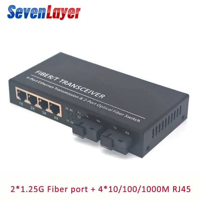 10/100/1000 м волоконный коммутатор 4 RJ45 UTP 2 SC волоконно гигабитный оптический