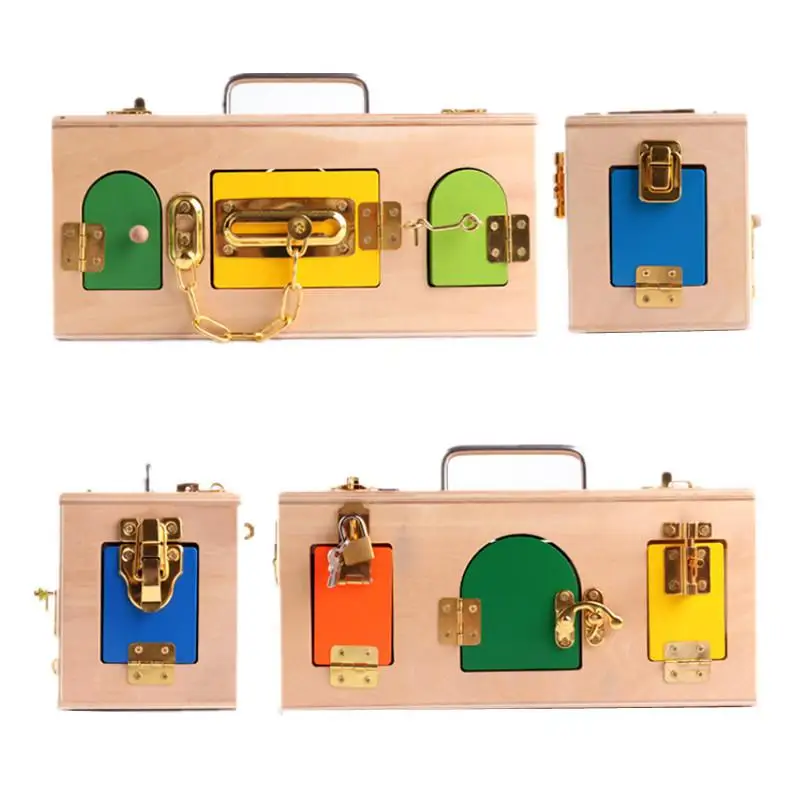 Montessori Colorful Lock Box Kids Children Educational Preschool Training Toys Length Of 32*12*14cm toys gift | Игрушки и хобби