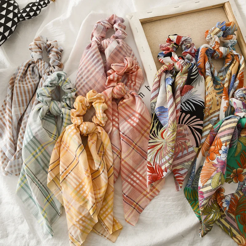 Женские резинки для волос с цветочным принтом бантом в богемном стиле оптовая