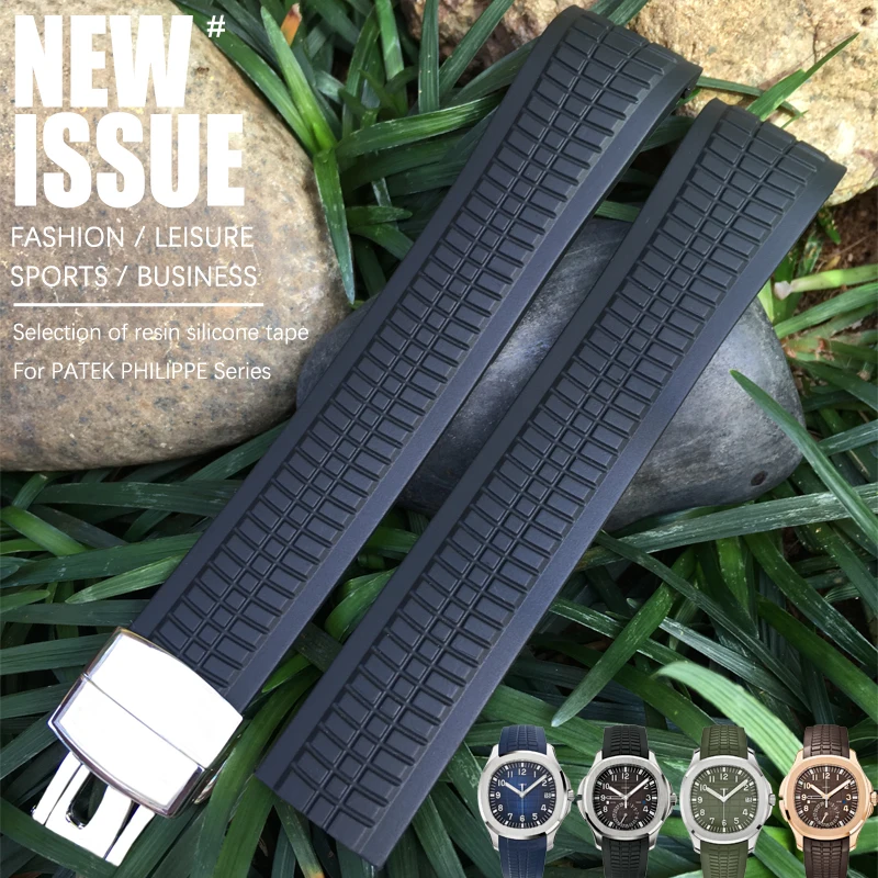 

Новый стильный резиновый силиконовый ремешок для часов 21 мм, черный, коричневый, синий ремешок для часов с пряжкой-бабочкой, подходит для ча...