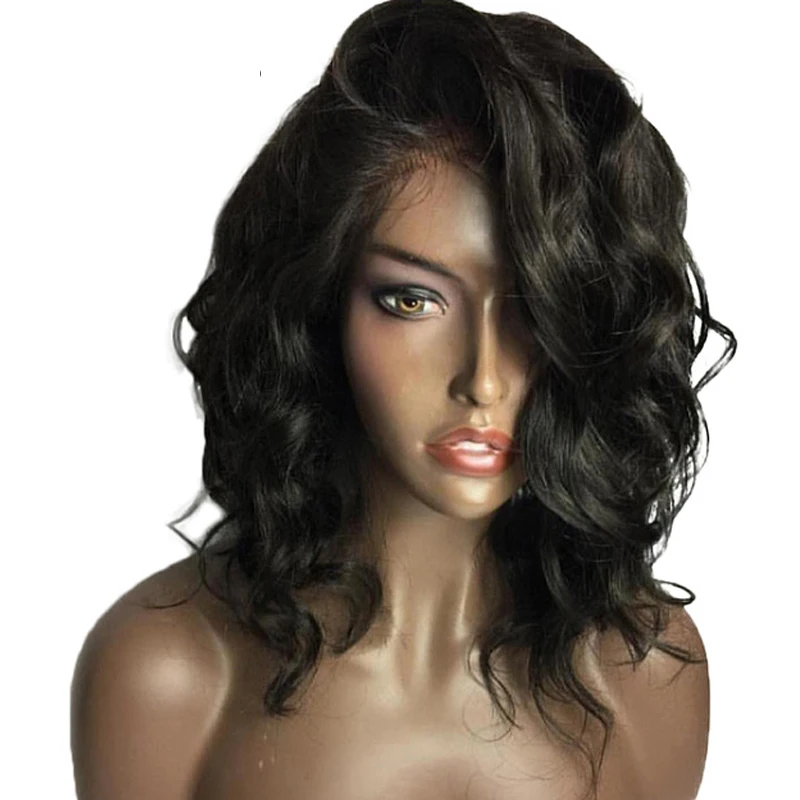 LUFFYHAIR короткий бразильский Волнистый парик 150% плотность шелковая основа