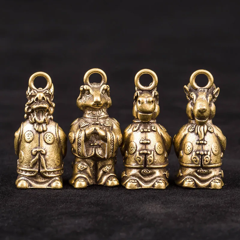 Античные латунные Мультяшные китайские 12 знаков зодиака фигурки людей винтажная