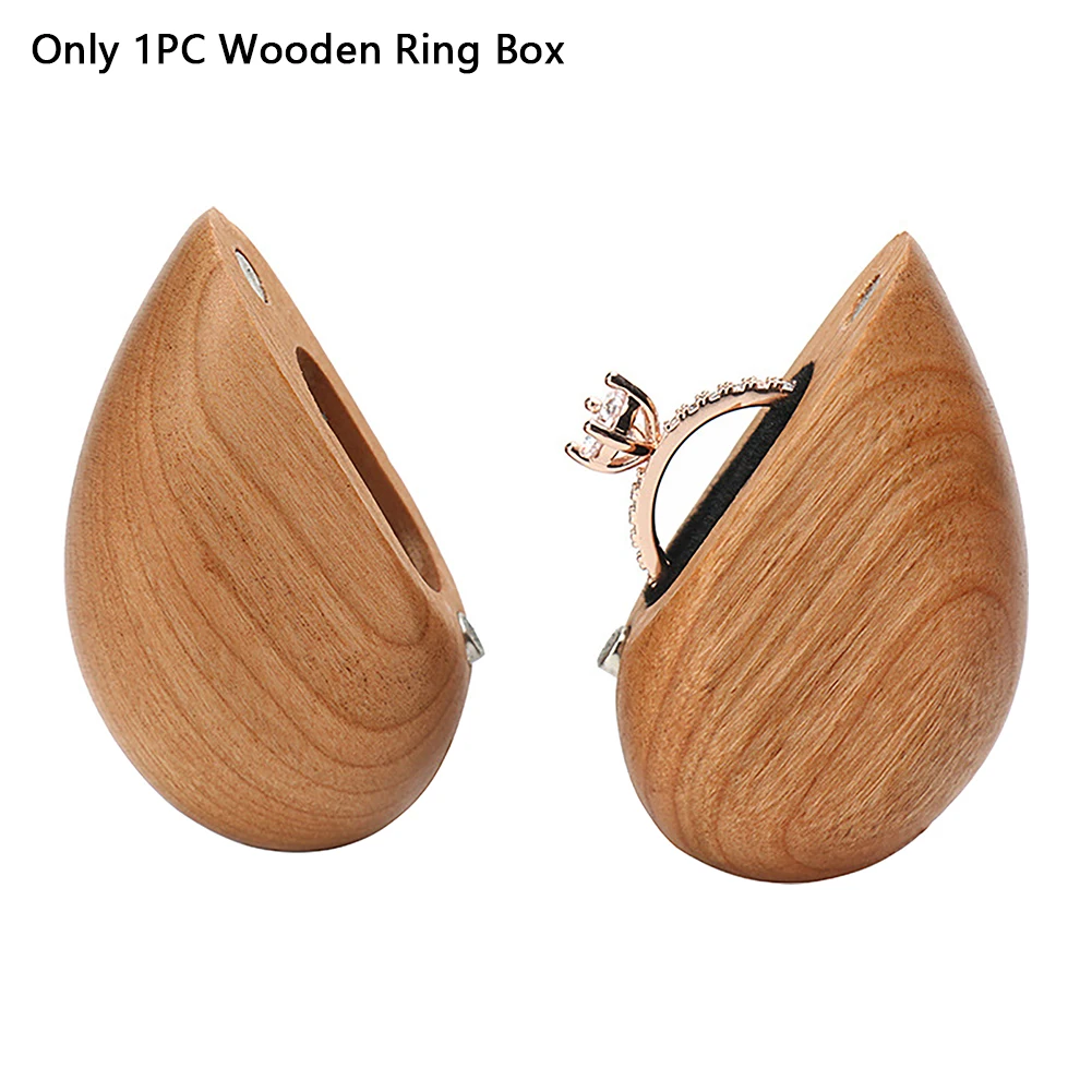 

Display Magnetic Engagement Jewellery Storage Gift Heart Shape Packaging Anniversary Mini Proposal Wooden Ring Box Vintage