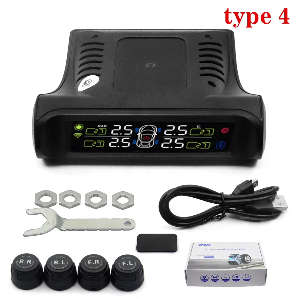 Датчик давления в шинах tpms на солнечной батарее USB датчик с ЖК дисплеем внешний