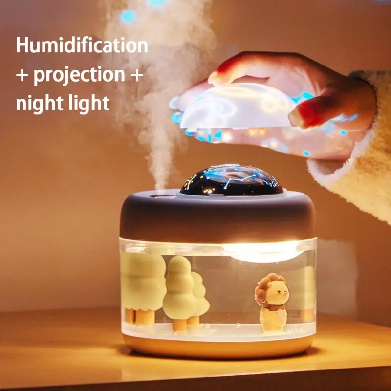 

500ML Rechargeable Air Humidifier Projection Sprayers Projection Night Light Essential Oil Diffusers Steam Maker Household