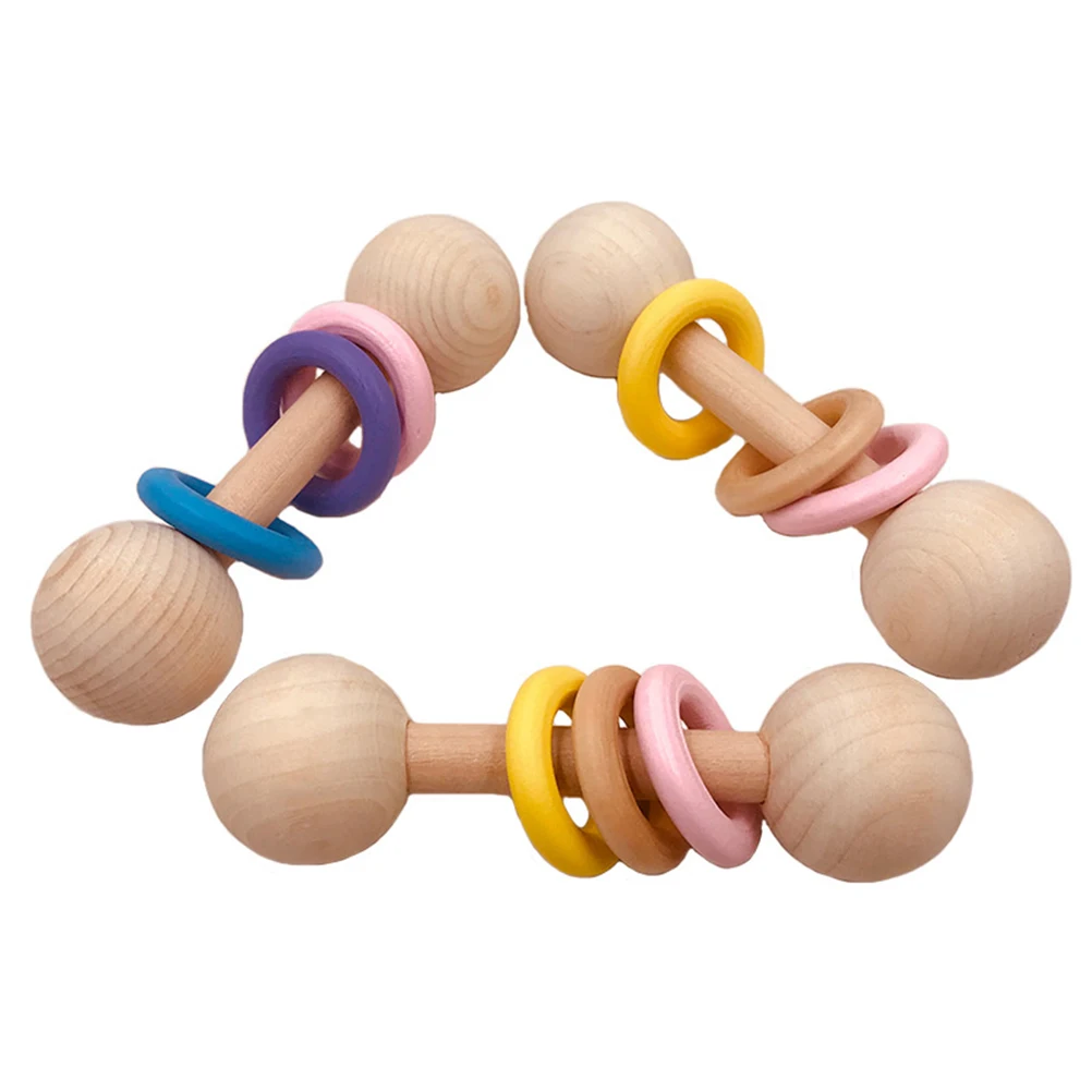 Wooden Montessori Style Baby Hand Rattle Toy Molar Stick Safety Wood Paint Puzzle Early Education Toys | Игрушки и хобби