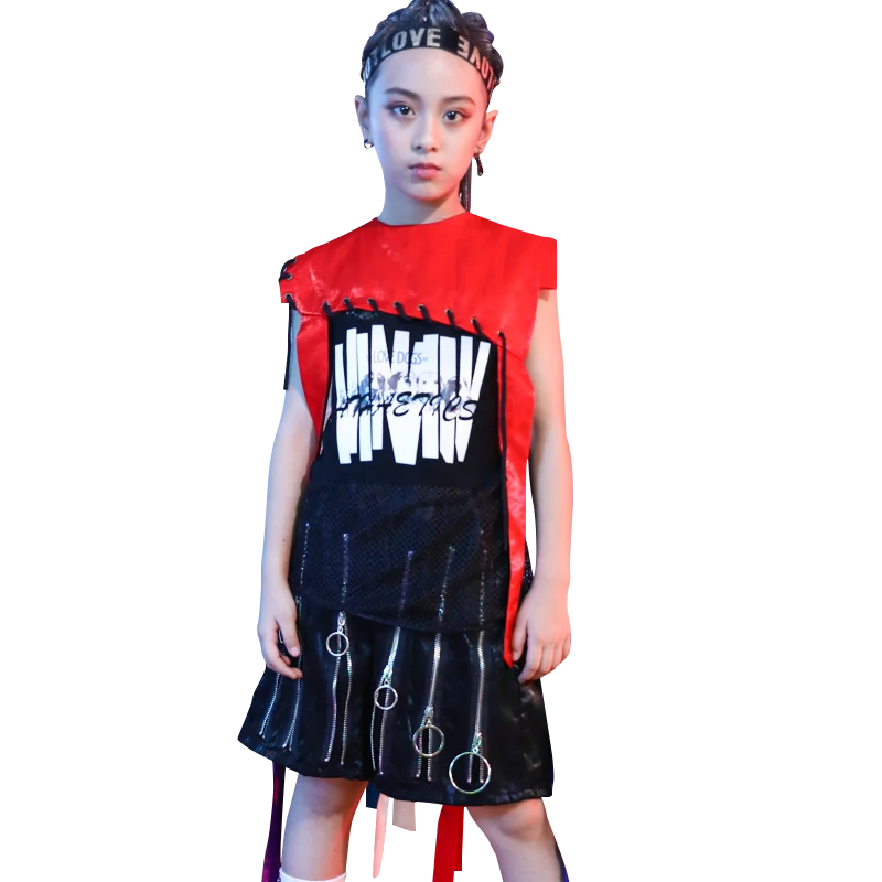 

Children Street Dance Clothes For Boys/Girls Hiphop Performance Costume 3pcs Set Shawl Tops Pants New Fashion Catwalk Stage Wear