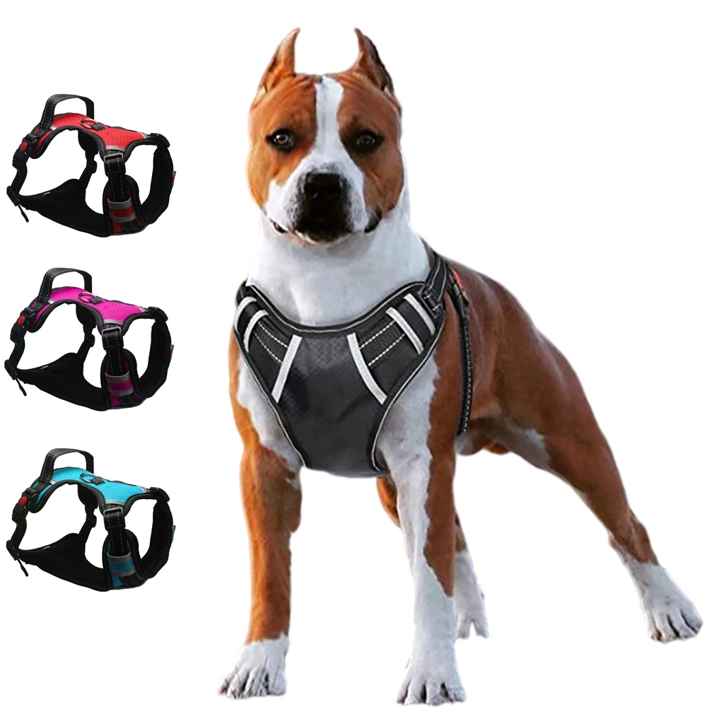 

Adjustbale Matching Leash Collar Reflective Pet Training Supplies Nylon Big Dog Harness No Pull Medium Large Dog Harness Vest