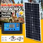 Монокристаллическая солнечная панель, 100 Вт, 18 в, двойная 12 В5 В постоянного тока, USB, для использования вне помещений, автомобиля, RV, перезаряжаемый комплект с солнечным контроллером 10 А и кабелями