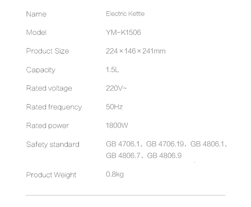 Xiaomi VIOMI YM-K1506 1800 л 304 Вт Электрический чайник с термостатом антиобжимной дом чайник для воды из нержавеющей стали