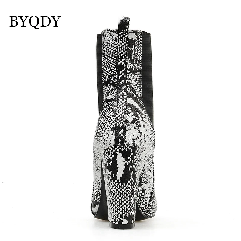 BYQDY Chunky Heel Women Ankle Boots Sexy Pointed Toe Shoes Woman Party High Runway Chelsea Boot Animal Print Large Size 42 | Обувь