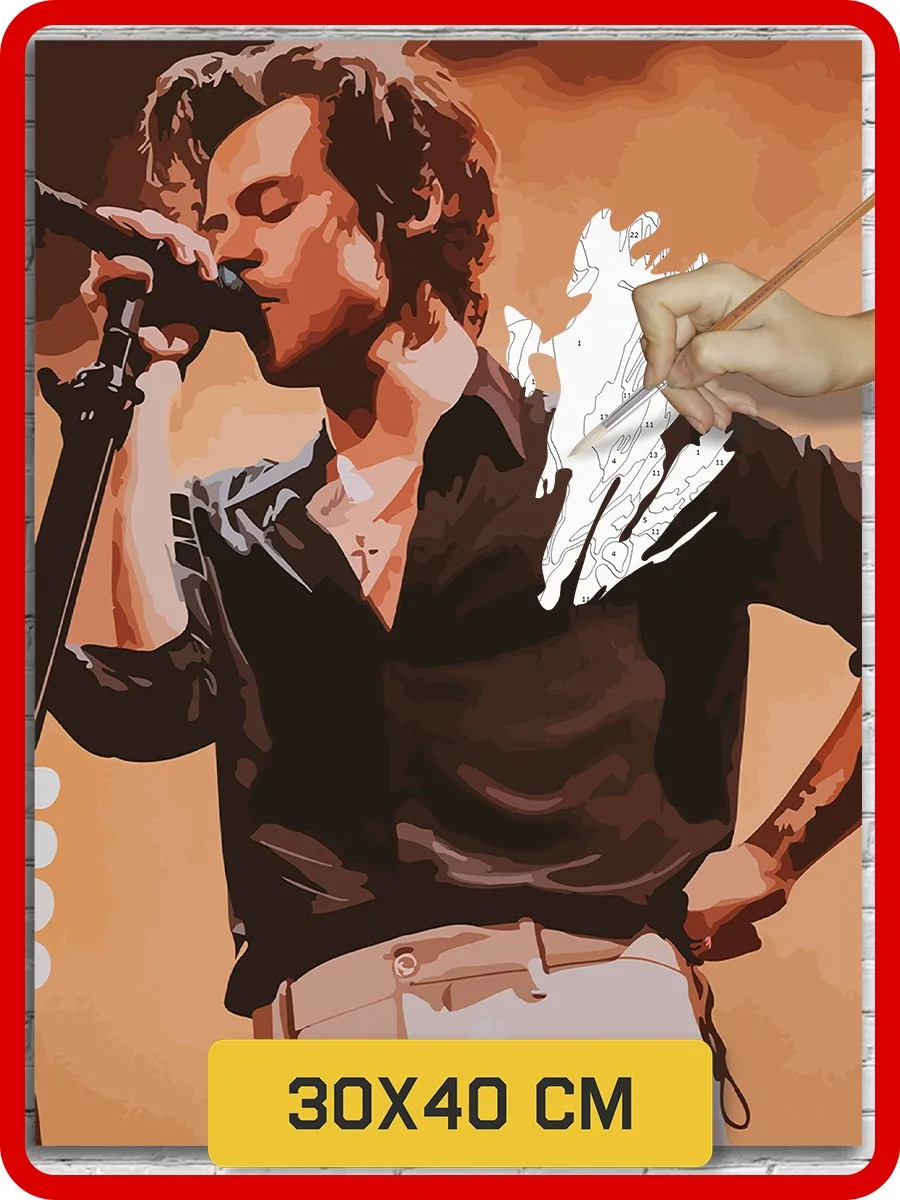 Картина по номерам на холсте Музыка One Direction Harry Styles Гарри Стайлс - 6321 В 30x40 | Дом и