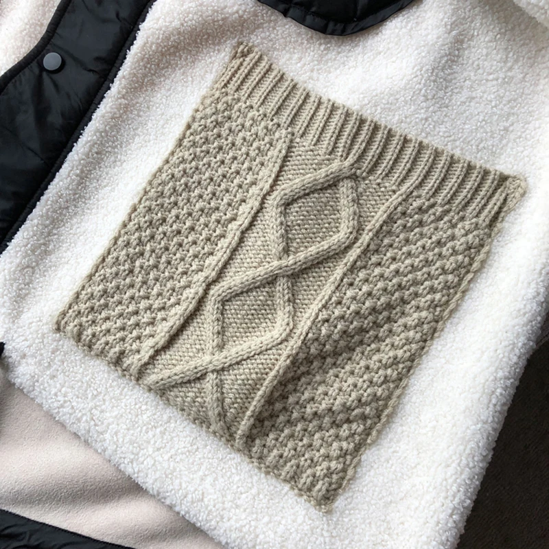 

SISPELL Patchwork Sweater Pocket Women's Cotton Coat Lapel Collar Long Sleeve Hit Color For Female Casual Coat Fashion Winter