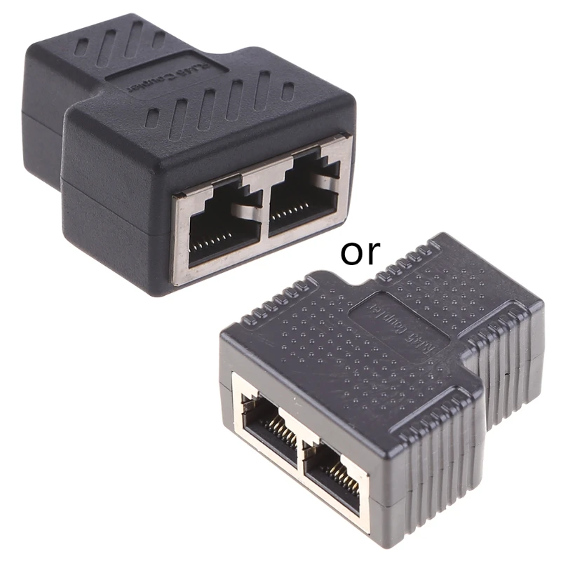 

1 To 2 Ways LAN Ethernet Network Cable RJ45 Female Splitter Connector Adapter