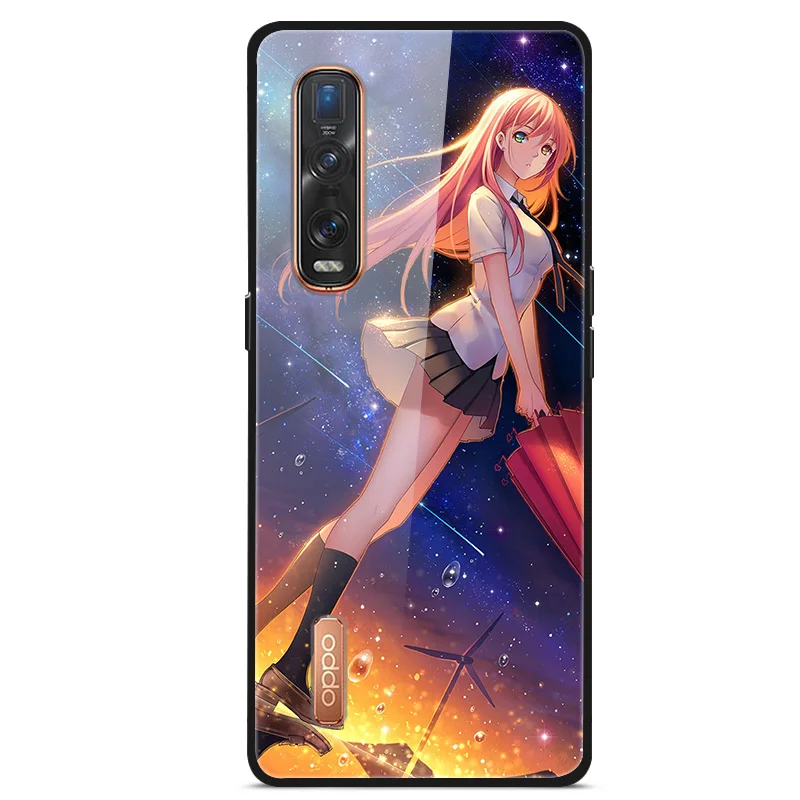 

Case For OPPO Find X2 Pro Back Phone Cover Black Silicone Bumper With Tempered Glass Series 3