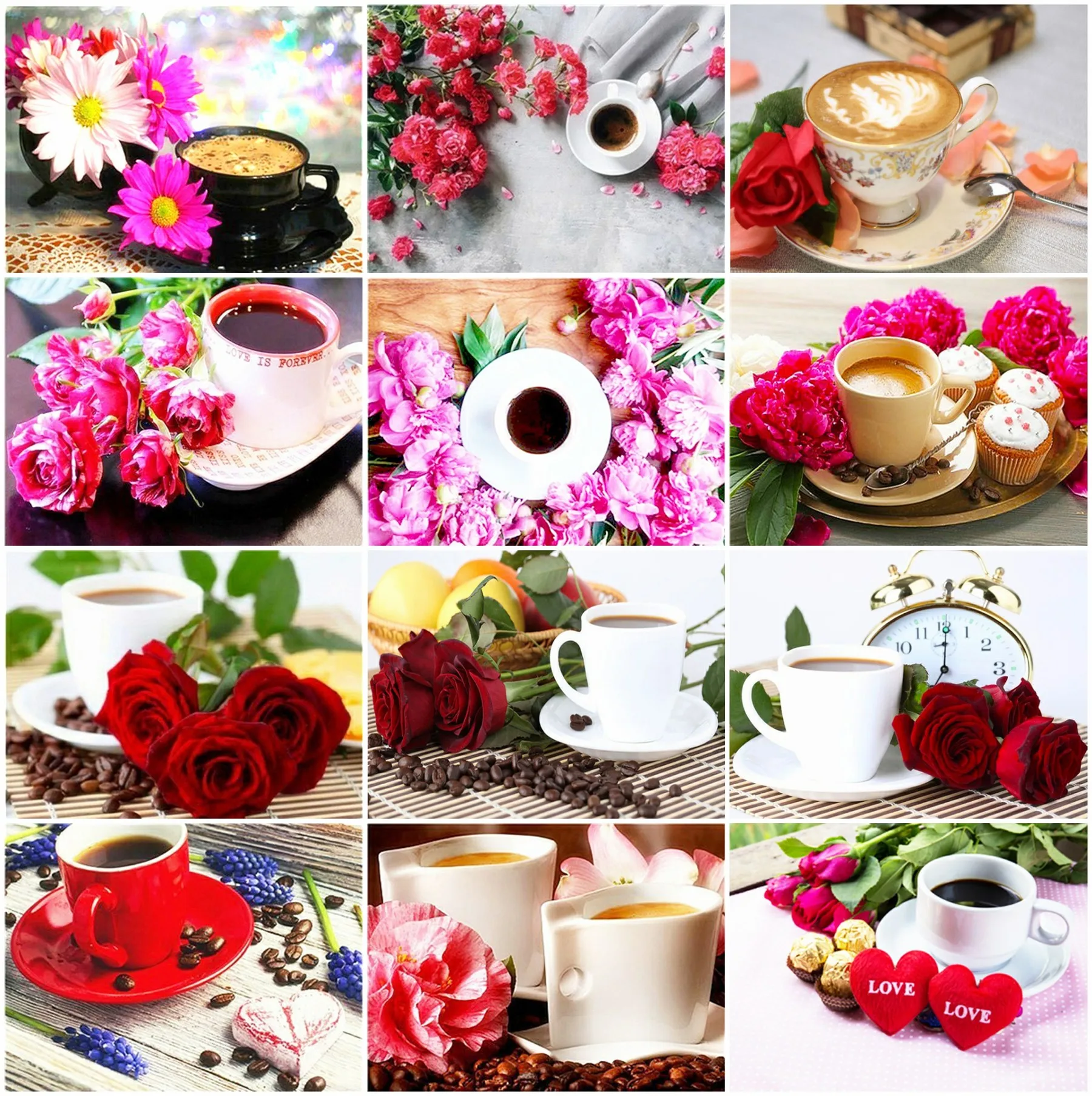 

HUACAN 5D Diamond Painting Flower Rose DIY Mosaic Rhinestone Cross Stitch Coffee Diamond Embroidery Cup Wall Art