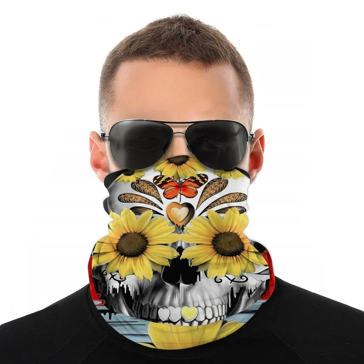 

Dreaming Of Daisies Skull Scarf Half Face Mask Unisex Halloween Neck Warmer Seamless Bandanas Polyester Headband Outdoor Hiking