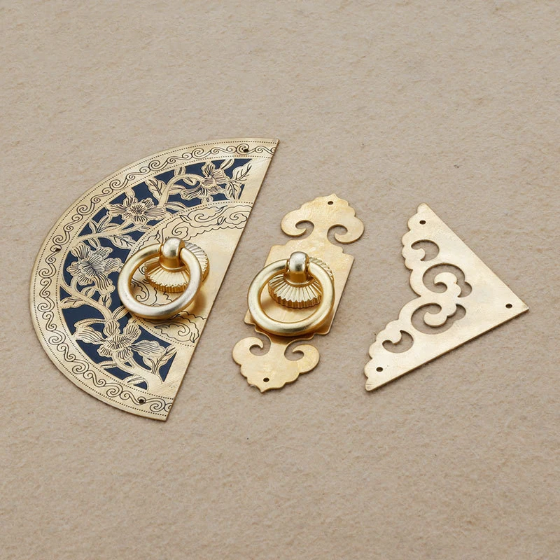 Новые ручки для шкафа в китайском стиле из чистой меди золотого цвета