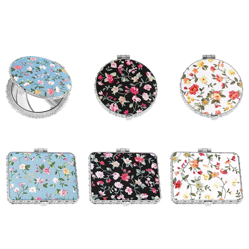 

6 шт. компактное зеркало с цветочным узором, кошелек, косметическое зеркало, складное косметическое зеркало