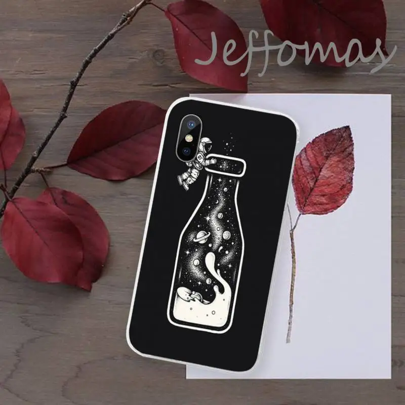 

Space Moon Black Painted Phone Case Transparent for iPhone 11 12 mini pro XS MAX 8 7 6 6S Plus X 5S SE 2020 XR
