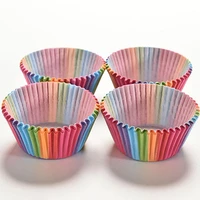 80hot100pcs colorful rainbow paper cake cupcake liners party baking muffin cup case