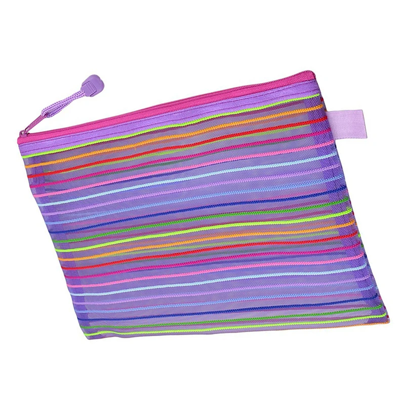 Молния нейлоновая сетка фиолетовая полоса А5 документы файлы ручка карманная