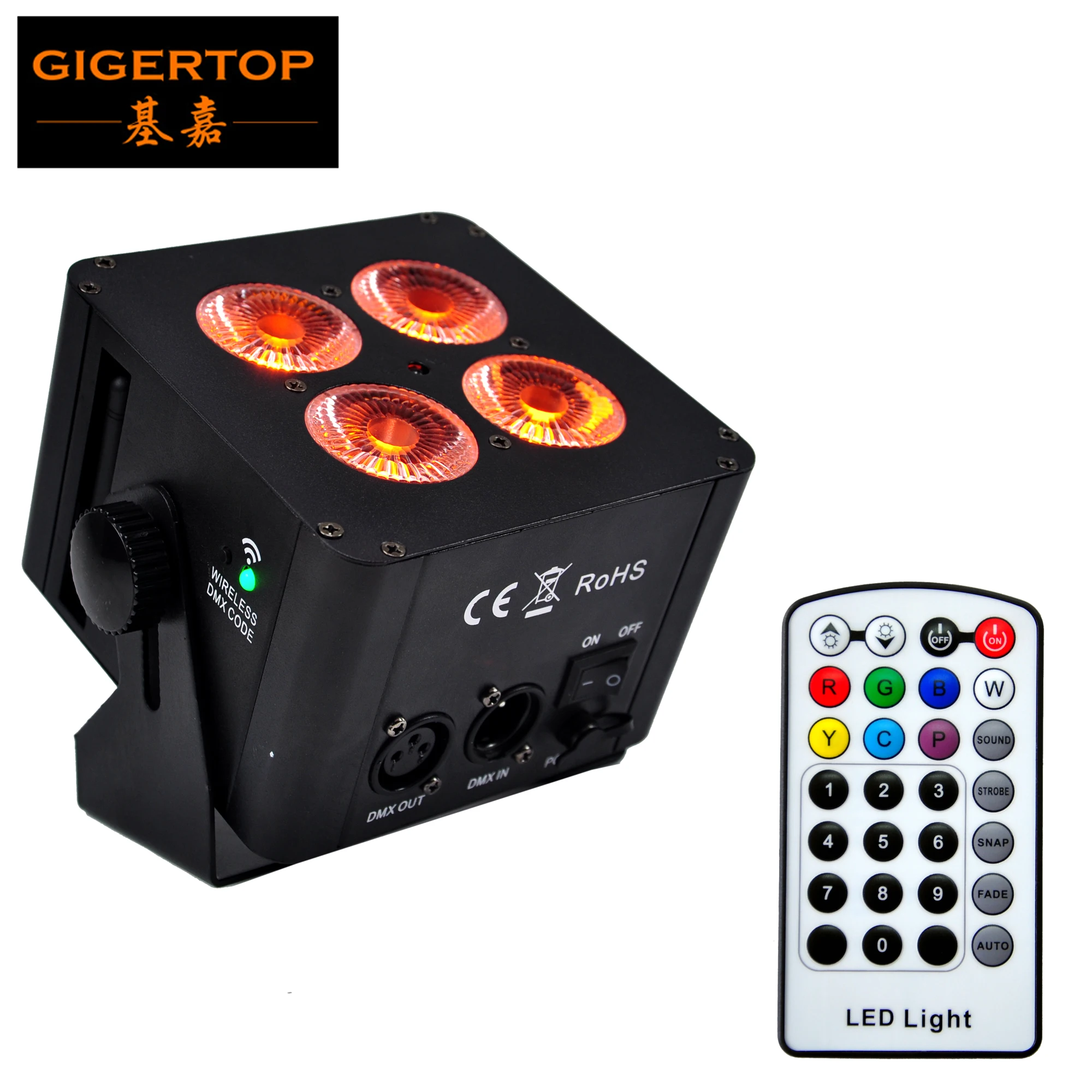 TIPTOP 4x18 Вт Беспроводная батарея Led Par банок 6/10 каналов Светодиодный дисплей