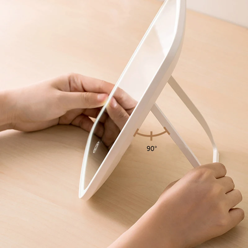 LED touch Screen Built-in battery Makeup Mirror Table Desktop Portable Lighted Cosmetic Hand | Красота и здоровье