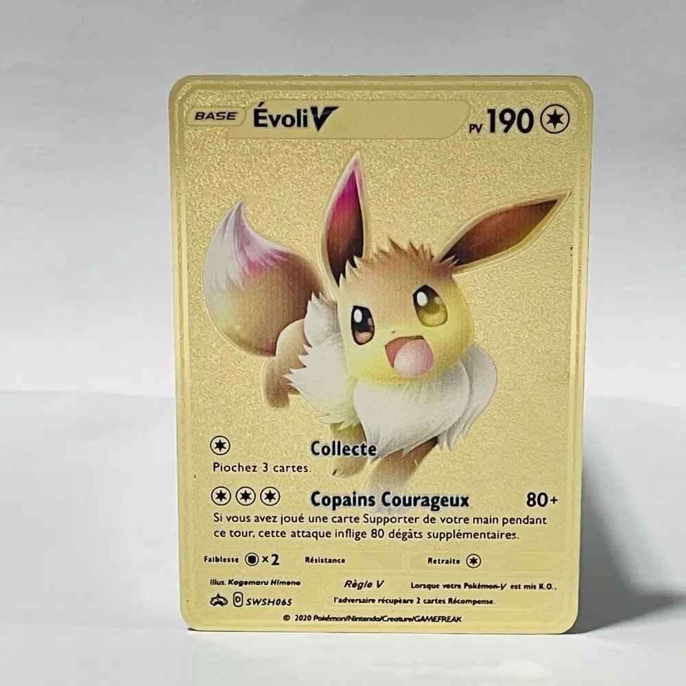 

Pokemon Collectible Card Toys Gold Metal Trading Fire-breathing Dragon Game Label Team Battle A La Carte Series Children's Toys