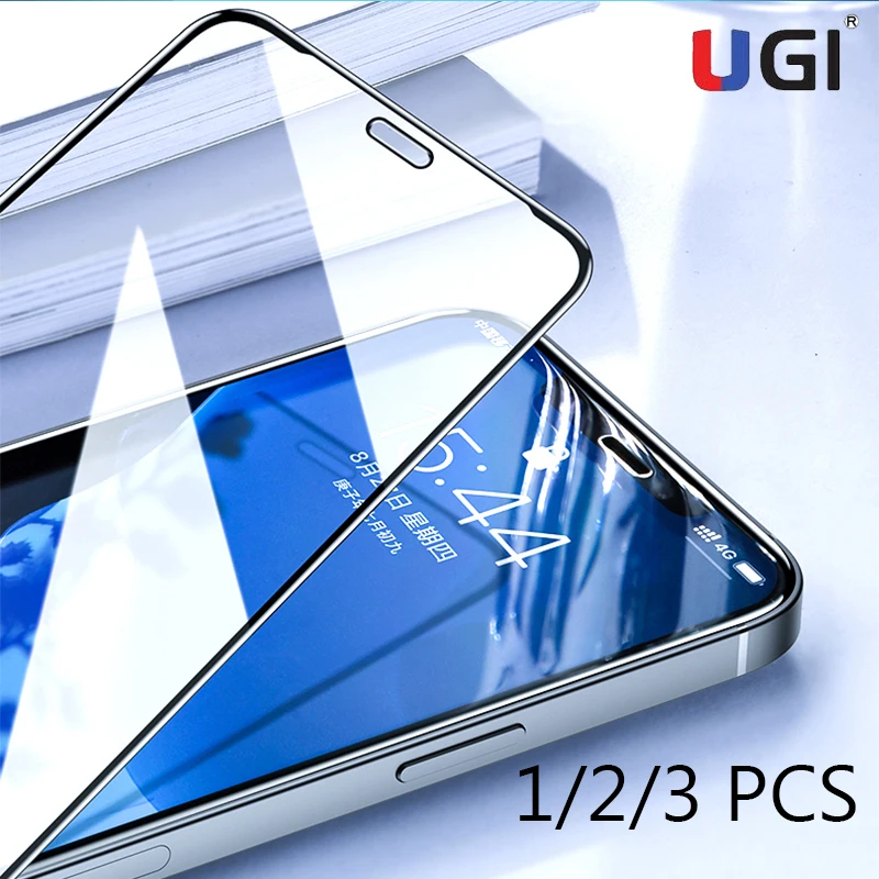 

UGI 1/2/3PCS Full Cover Curved Screen Protector Tempered Glass 9H For iPhone 12 Series Mini Pro Max Protective Glass Front Film