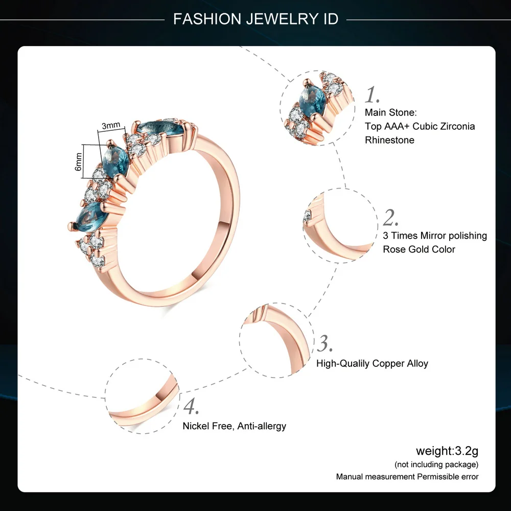 ZHOUYANG высокое качество Кристальное кольцо цвета розового золота Австрийские