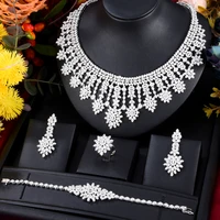 siscathy nigerian indian luxury wedding jewelry set for women bride full cubic zircon pendant necklace engagement accessory gift