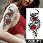 татуировка дракон тату переводные на тело флеш татуировки временные мж переводная тату для мальчиков hotwife переводилки тату крутая ткань, блестящий трансферный реалистичный боди-арт, красная роза, черный цветок