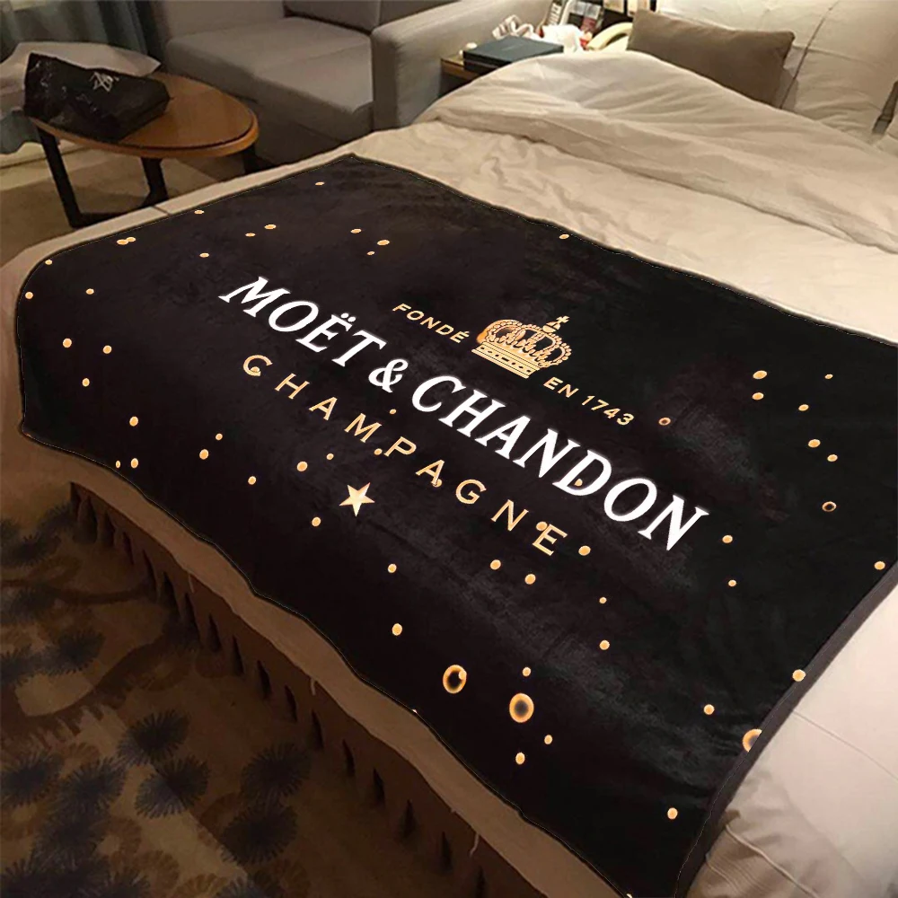 

3 Size Moet & Chandon Blanket High Quality Flannel Warm Soft Plush on The Sofa Bed Blanket Suitable