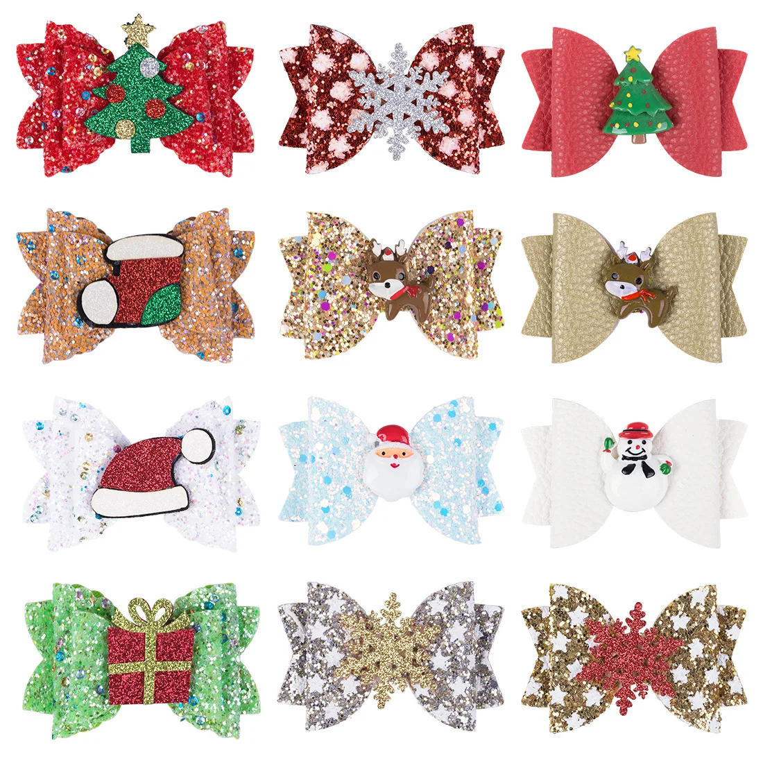 

Girls Cute Hair Accessories Christmas Tree Bow Hairpin Clip for Baby Gift New Antler Snowflake Hair Clips Kids Party Hairpins
