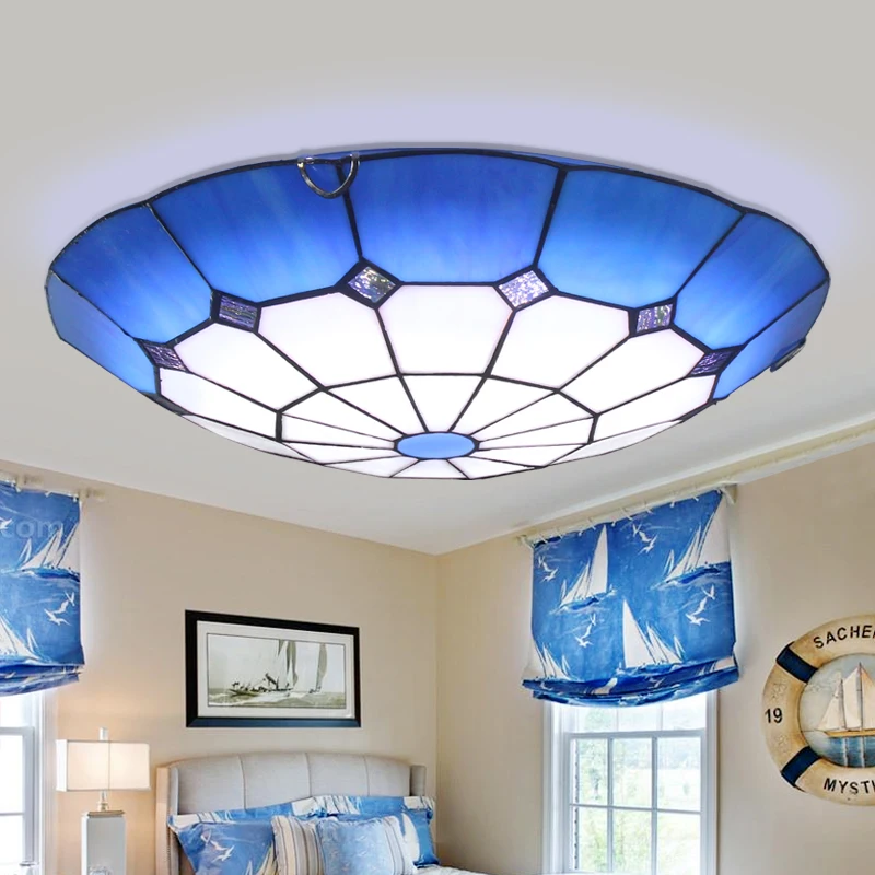 Потолочная лампа Тиффани Европейская гостиная ресторан витражное стекло