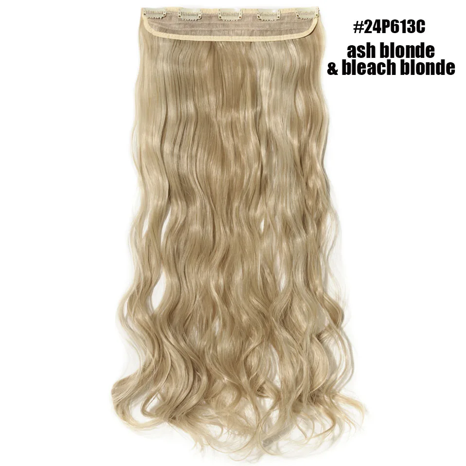 24P613C S-noilite 2" волосы синтетические на зажимах в одной части длинные волнистые вьющиеся женские волосы 5 заколки для волос расширение розовый красный белый серый - Цвет: 24P613C