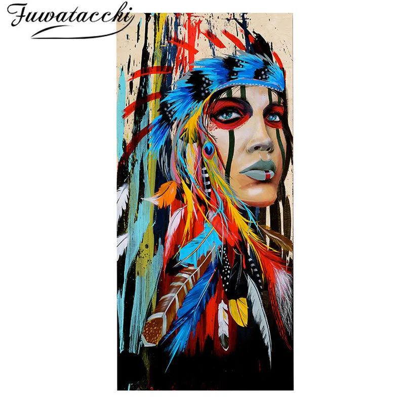 Fuwatacchi Индийский стиль для девочек картина маслом цветные аэрозольные принты и