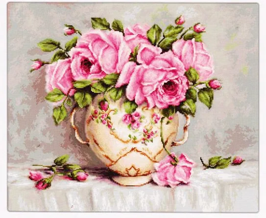 

Вышивка, рукоделие, поделки 14CT, Набор для вышивки крестиком без принта, «сделай сам», искусство ручной работы, розовые розы, цветы, домашний д...