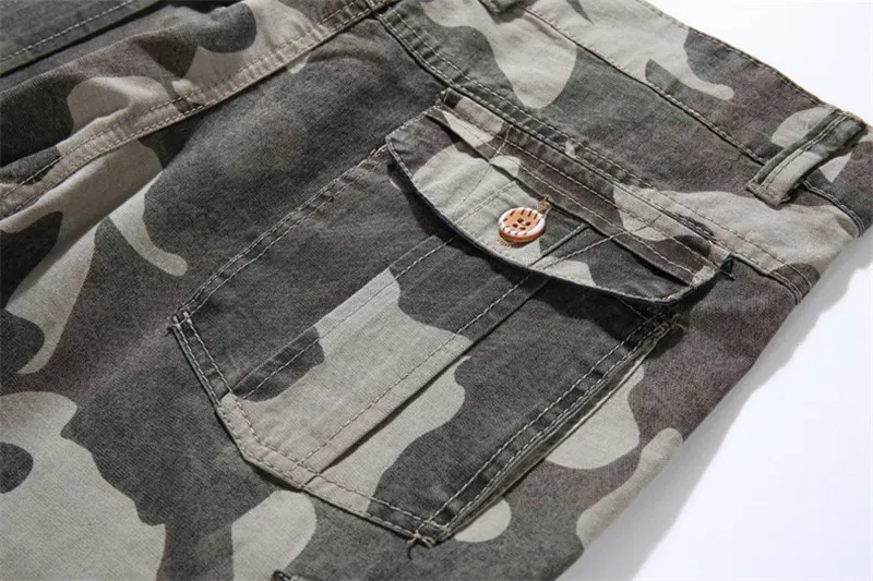 

Men's washed pure 100% cotton five points men's wholesale men's casual tooling camouflage shorts multi-pocket overalls