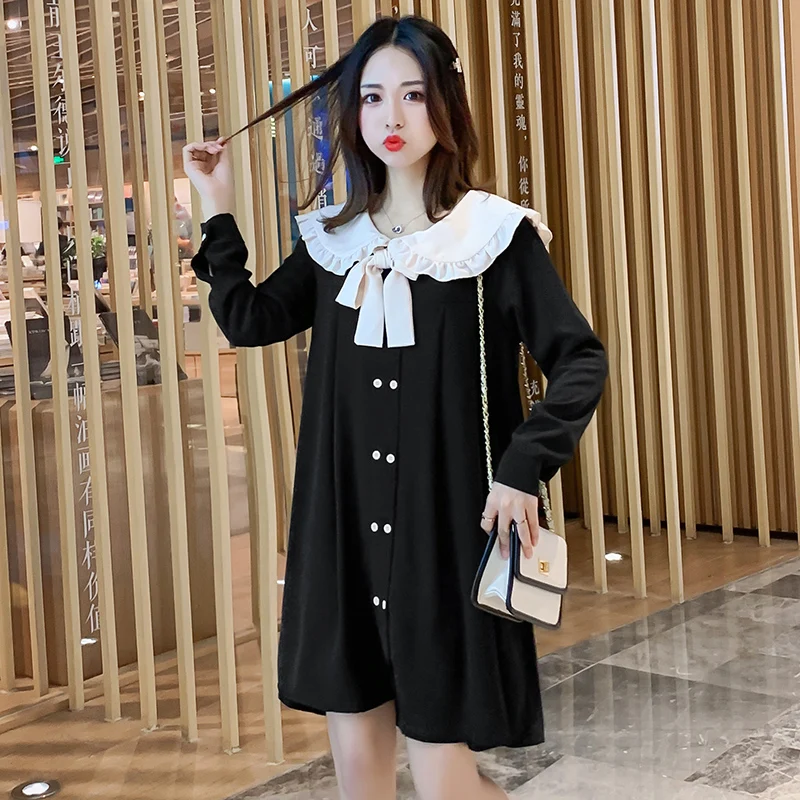 2019 Новое поступление весенне осеннее платье для беременных милое ТРАПЕЦИЕВИДНОЕ