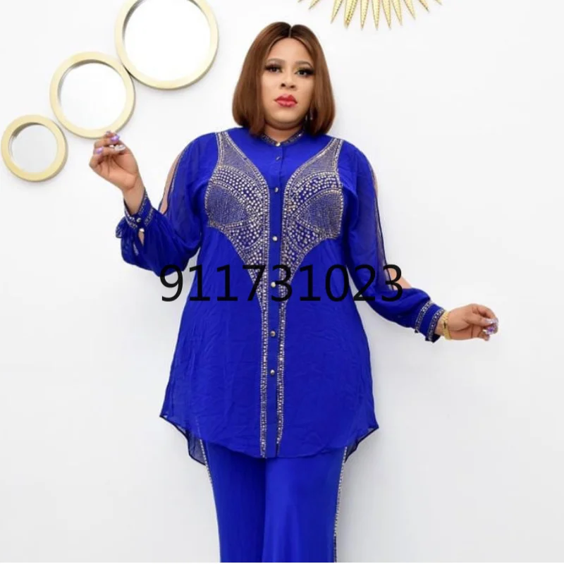 Two Pieces Sets for Women 2021 Autumn Spring African Long Sleeve Top and Pant Clothes | Тематическая одежда и униформа