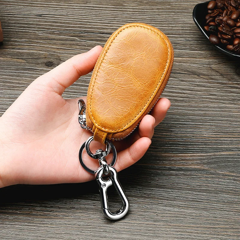 Key Holders Double Zipper Men Car Key Wallets 100% genuine Leather Man Organizer Multifunctional Housekeeper Women Keys Purses