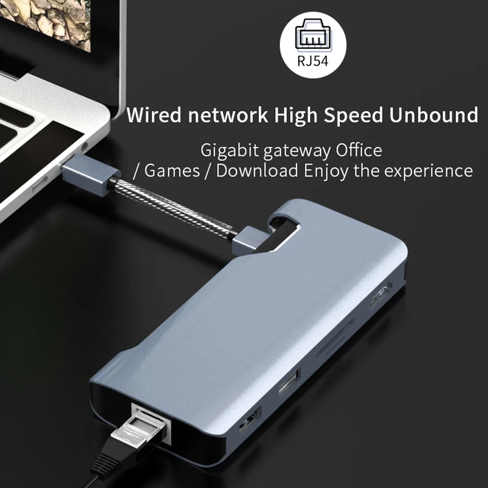 Разветвитель USB C-концентратора типа C мульти-USB 3 0 HDMI VGA RJ45 несколько портов