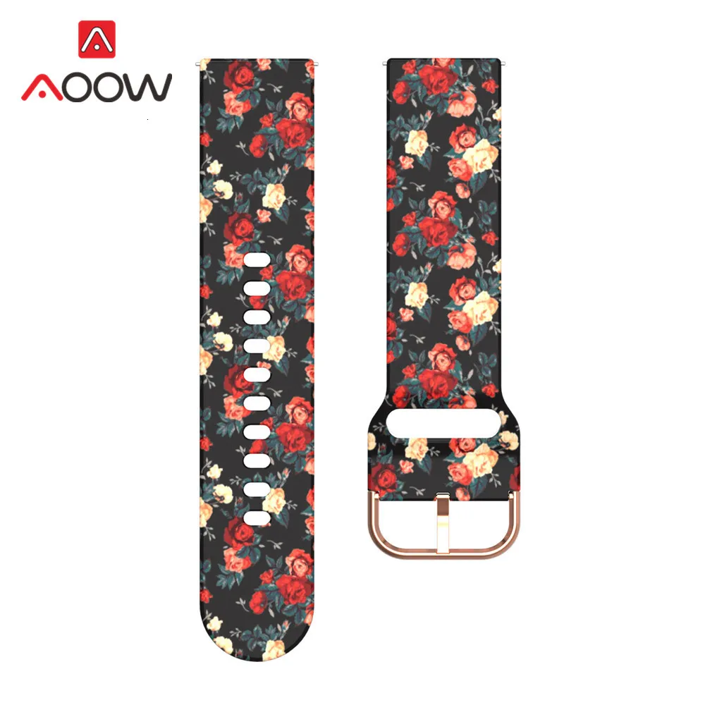 20 мм силиконовый ремешок для часов с принтом для samsung Galaxy Watch Active 42 мм gear Sport S2 Garmin Amazfit браслет ремешок Correa