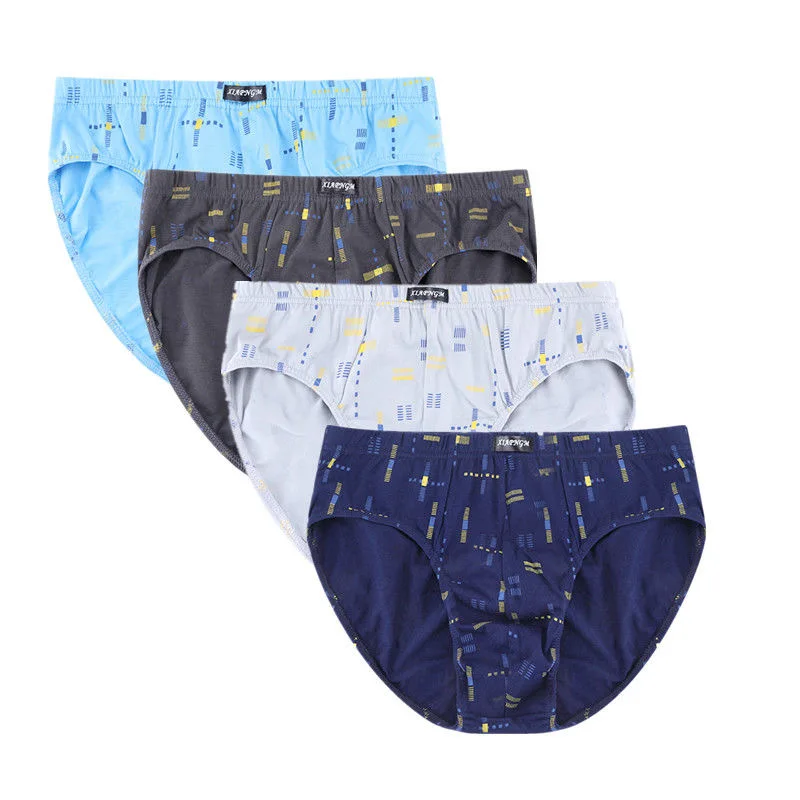 5Pcs/Lot Briefs Men'S Underwear Cotton Mid-Waist Comfortable Breathable Sports Printing Men'S Large Size Youth Briefs