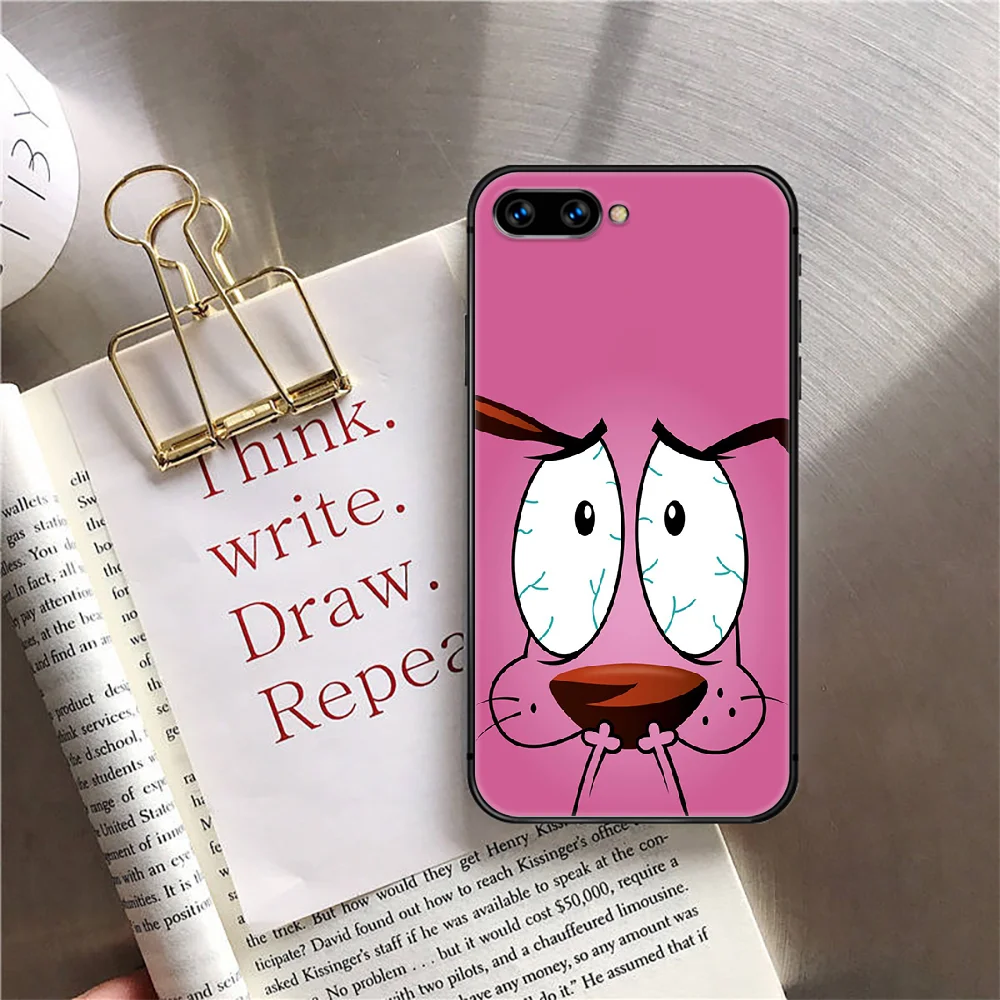 

Cute Dog Cartoon Cowardly Phone Case Cover For Huawei Honor Nova 5T 7I 8A 8X 8 9X 9 10 10I 20 30 Pro Lite Black Prime Bumper