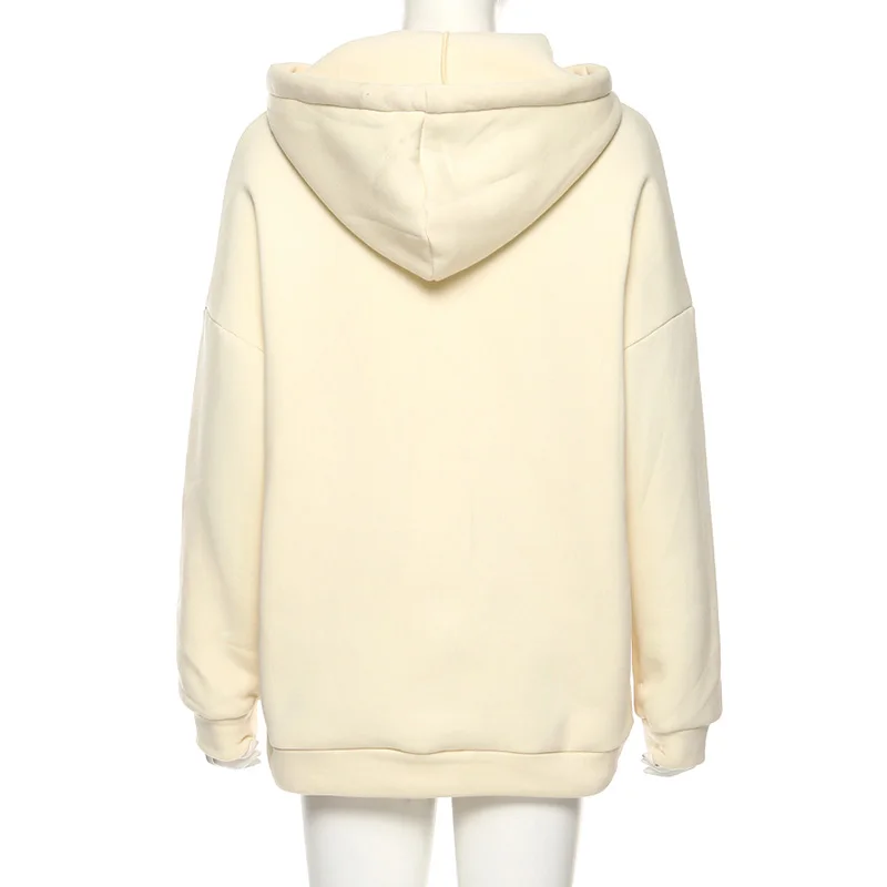 Осень-зима 2019 женские повседневные толстовки с длинным рукавом и капюшоном