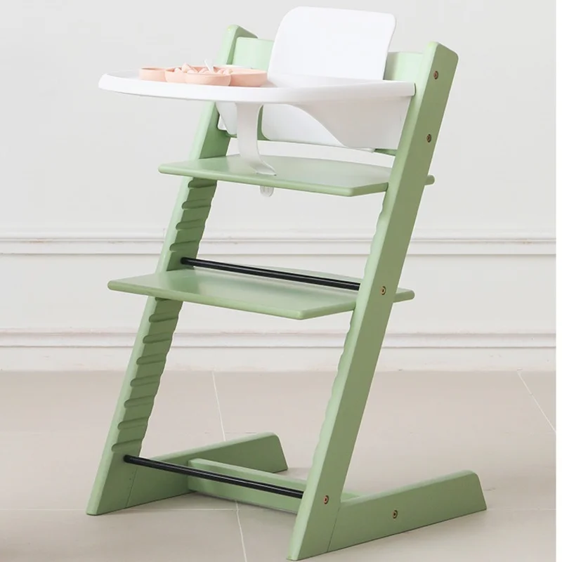 Sturdy load-bearing children's growth chair combination imported solid wood baby high chair with rounded corners